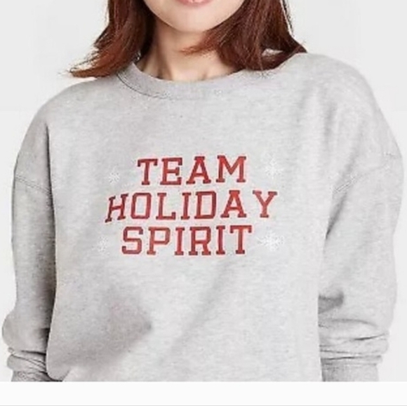 Wondershop Tops - Wondershop Woman's "Team Holiday Spirit" Gray Sweatshirt